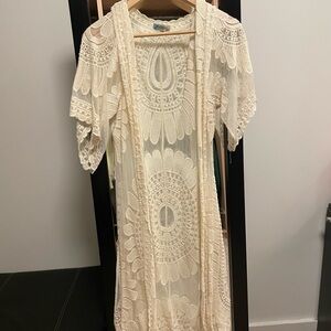 Rebellion Cream Crochet Lace Kimono